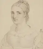 Monogrammist CB, PORTRAIT OF A YOUNG LADY, Pencil on paper, mounted on card
