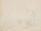 Ludwig Richter, SUMMER LANDSCAPE WITH PLAYING CHILDREN, Pencil on laid paper
