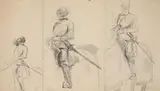 Wilhelm Trübner, THREE STUDIES OF KNIGHTS, Pencil on paper