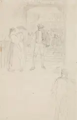 Benjamin Vautier, STUDY FOR A STREET SCENE, Pencil