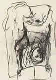 Georg Baselitz, Untitled (aus der Serie: Strassenbild), Charcoal on slightly textured card