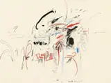 Peter Brüning, Untitled, Coloured chalk and india ink on paper with left perforated margin