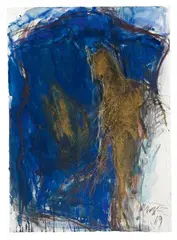 Rolf Iseli, Eintreten in den grossen Stein Sous Roches, Soil, gouache, watercolour, charcoal and pastel on paper