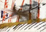 Sigmar Polke, Untitled, Mixed media on card with horizontal crease