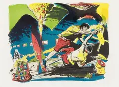 Überwindung by Neo Rauch, Original colour lithograph on wove card, sold May 2013