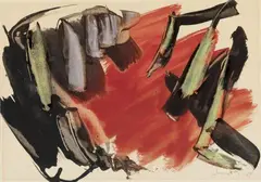 Untitled by Gérard Ernest Schneider, Gouache and india ink on brownish paper, sold May 2013