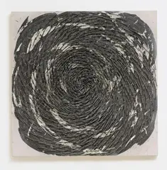 Günther Uecker, Spirale 86, Nails, dispersion paint, blackboard varnish and graphite on muslin on panel