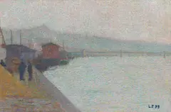 Léon Pourtau, Les bords de la Saône dans la brume, Oil on firm painter's board