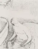 Pierre Bonnard, Jeune femme à sa toilette, Pencil on wove paper with watermark 'LABOCHE JOUBILEE'