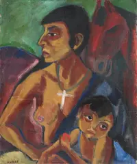 Paul Kother, Zigeunerin mit Kind, Oil on canvas