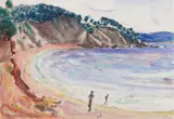 Henri Lebasque, Le Pradet, la baignade dans la crique, Watercolour, chalk and graphite on chamois-coloured wove paper with watermark ('Inalterable')