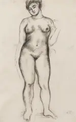 Nu debout de face by Aristide Maillol, Charcoal on smooth white drawing paper, sold May 2013