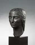 Oskar Meshchaninov, Kopf einer Frau, Bronze. Height 32 cm. Signed 'O Miestchaninoff' (engraved) to reverse of neck at left and to right on a rectangular cartouche with foundry mark "CIRE VALSUANI PERDUE". Mounted on black marble base (