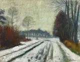 Winterlandschaft, Weg nach Surheide by Otto Modersohn, Oil on canvas, sold May 2013