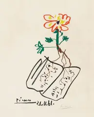 Fleur by Pablo Picasso, Colour lithograph on wove paper with watermark "Arches", sold May 2013