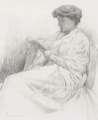 Laure Flé lisant by Théo van Rysselberghe, Graphite on smooth drawing paper, sold May 2013