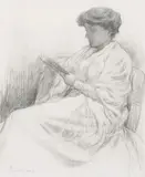 Théo van Rysselberghe, Laure Flé lisant, Graphite on smooth drawing paper