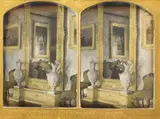 Wilhelm Schneider, Spiegel und Konsole eines Salons (Mirror and Console of a Parlor), Stereo daguerreotype hand-tinted. Visible mat opening