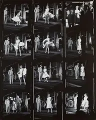 Bruno Bernard, Marilyn Monroe and Tom Ewell on the set of "The Seven Year Itch", Vintage ferrotyped gelatin silver print (contact print)