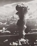 Joint Army Task Force One Photo, The cloud from the burst of the atomic bomb, Vintage ferrotyped gelatin silver print