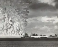 Joint Army Task Force One Photo, The Test Baker Column, Vintage ferrotyped gelatin silver print