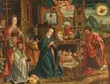 Cologne School circa 1520 & 1530, THE ADORATION OF THE CHILD, Oil on panel