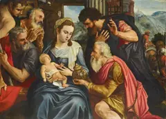Adriaen Thomasz. Key, ADORATION OF THE MAGI, Oil on panel (parquetted)