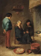 David Teniers the Younger, THE PANCAKE BAKER (PANNEKOEKENBAKSTER), Oil on copper