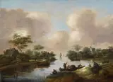 Klaes (Nicolaes) Molenaer, RIVER LANDSCAPE WITH FISHERMEN