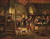 Jan Steen, THE ARRIVAL OF THE BRIDE, Oil on panel (parquetted)