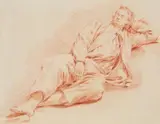 Cornelis Pietersz. Bega, A YOUNG MAN SLEEPING, Red chalk on ribbed paper