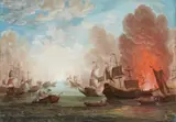 TWO NAVAL BATTLE SCENES by English School 18th century, Gouache on paper, mounted on card. Each, sold May 2013