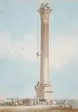French School c. 1820, THE ERECTION OF A COLUMN, Watercolour