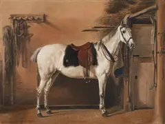 Franz Krüger, A BARN INTERIOR, Pastel on paper