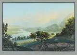 Johann Ludwig Bleuler, THE CONFLUENCE OF THE ILL AND THE RHINE, Gouache with pencil and black ink