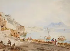 Achille Vianelli, THE BAY OF NAPLES WITH MOUNT VESUVIUS, Watercolour