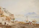 Achille Vianelli, THE BAY OF NAPLES WITH MOUNT VESUVIUS, Watercolour