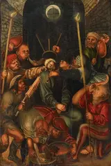 follower of Lucas Cranach the Elder, THE MOCKING OF CHRIST, Oil on panel (parquetted)