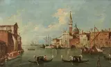 THE LAGOON OF VENICE WITH SAN GIORGIO MAGGIORE by follower of Francesco Guardi, Oil on canvas (relined), sold Mar 2013
