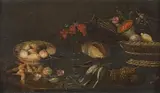 STILL LIFE WITH FRUITS AND HUNTING GAME by Dutch School, first half of the 17th Century, Oil on panel, sold Mar 2013