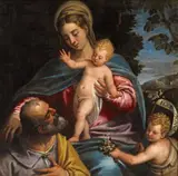 THE HOLY FAMILY WITH THE INFANT SAINT JOHN by Venetian School, late 16th century, Oil on canvas (relined), sold Mar 2013