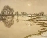 A RHENISH WINTER LANDSCAPE by Max Clarenbach, Oil on canvas, sold Mar 2013