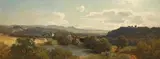 Heinrich Deiters, VAST LANDSCAPE WITH LAKE AND RIVER (RHINE?), Oil on canvas