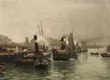 Hans Herrmann, VIEW OF A DUTCH HARBOUR, Oil on canvas