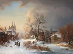 Carl Heyn, WINTER LANDSCAPE, Oil on canvas (relined)
