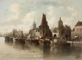 August von Siegen, VIEW OF A SEAPORT, Oil on canvas (relined)