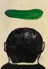 Donald Baechler, Untitled (Composition with cucumber), Mixed media on canvas