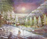 Armin Boehm, Mondscheinstadt II, Oil on canvas