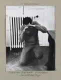 Reconstitution des gestes affectués par Christian Boltanski entre 1948 et 1954 by Christian Boltanski, Photowork in 7 parts: Ferrotyped gelatin silver prints mounted to grey card and paperboard. Each approx, sold Dec 2012