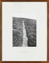Hamish Fulton, The second Full Moon of July 1977. A two Day 101 Mile Walk. Kent, Photowork: Gelatin silver print, flush-mounted to card and fibreboard and printed title on the mount